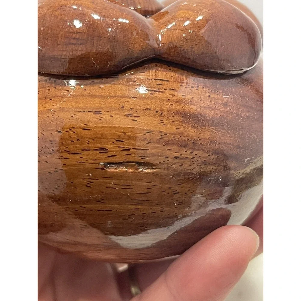 Wooden Hand Carved Lidded‎ Decor Storage Jewelry Organizer Pumpkin Trinket Box